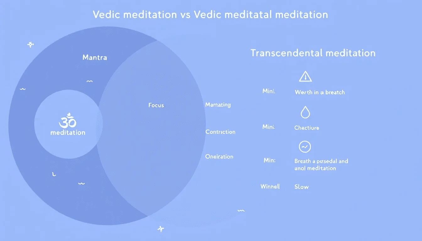 A visual comparison of key differences between Vedic meditation and transcendental meditation.