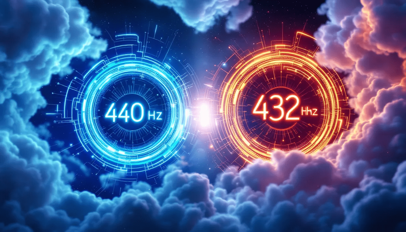 A comparison chart of 440 Hz and 432 Hz tuning standards.