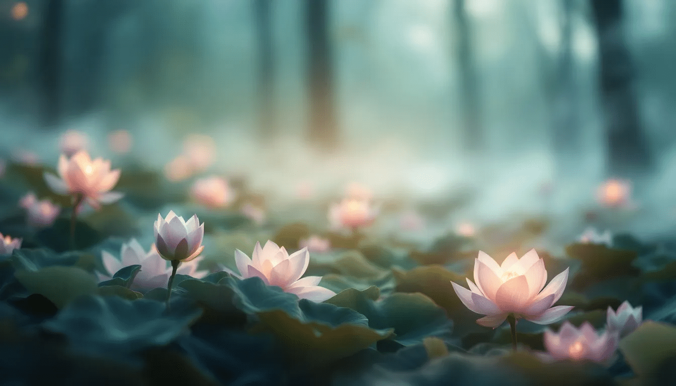 A serene meditation scene enhanced by binaural beats for manifestation.