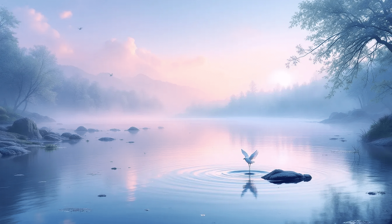 Nature sounds incorporated into relaxation music for a calming effect.