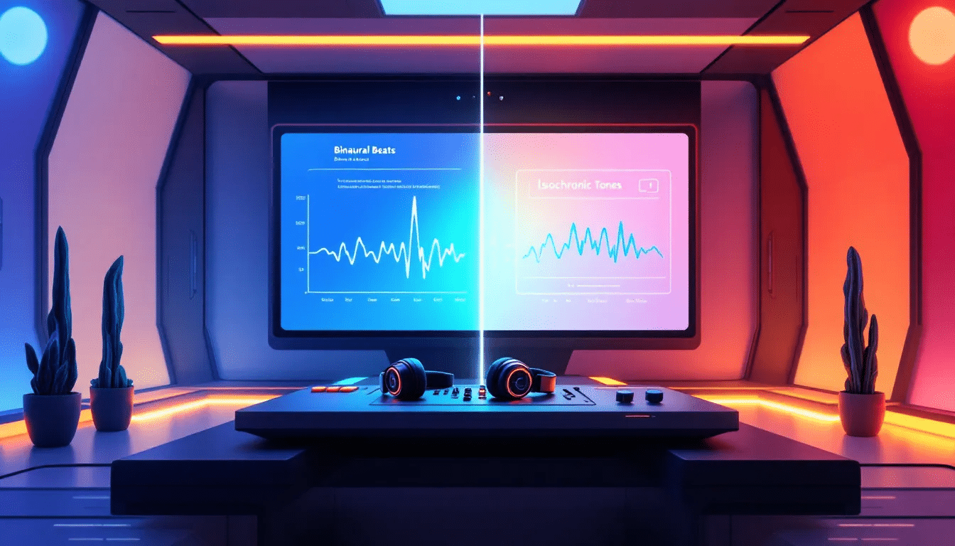 An illustration of the process of creating audio files for brainwave entrainment.