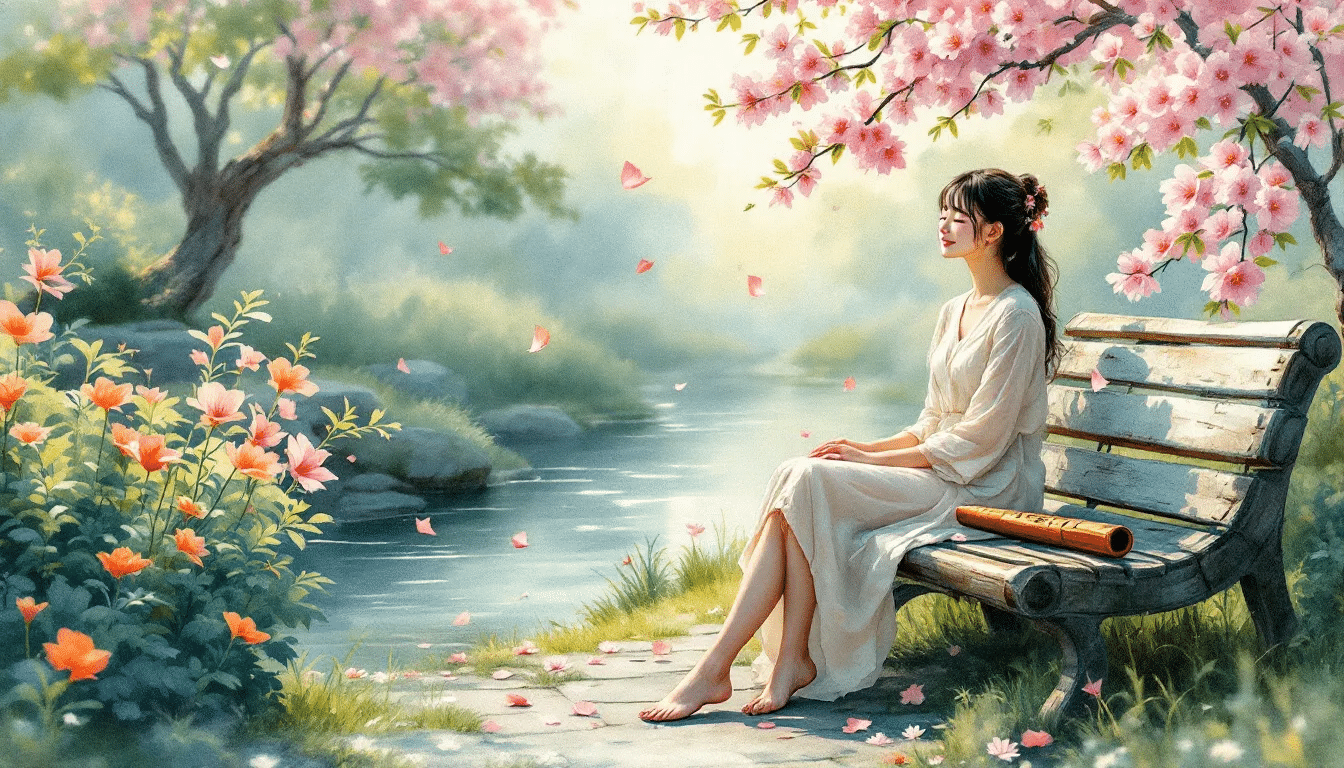 A person enjoying relaxing music in a peaceful environment.