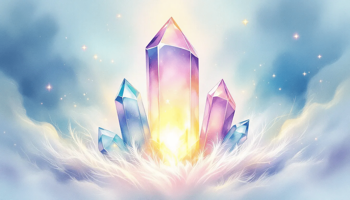 A healing crystal arrangement that resonates with the 528 Hz frequency.
