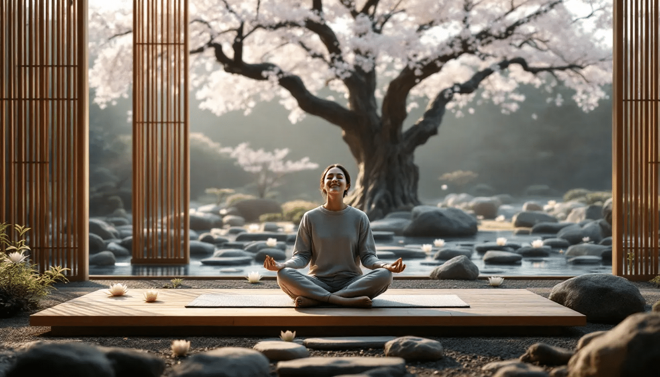 A person practicing breath meditation, emphasizing breath awareness and mindfulness.