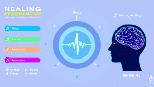 An image depicting the combination of healing frequencies with music for therapeutic benefits.