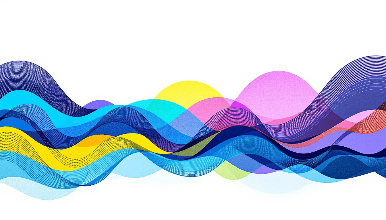 An abstract representation of sound waves illustrating different sound frequencies.