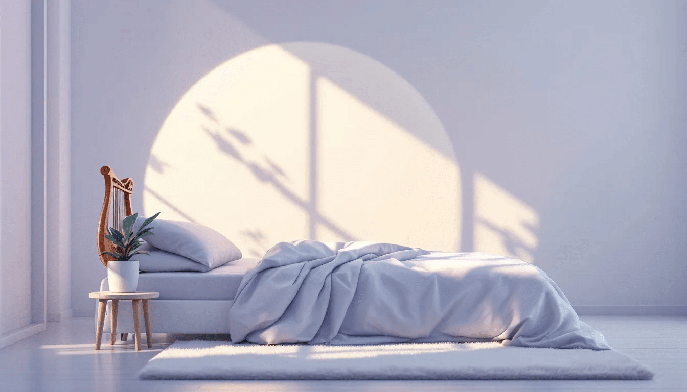 An illustration showcasing the healing effects of music for better sleep quality.