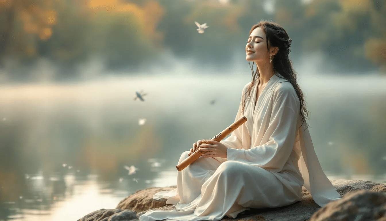 A person integrating music mindfulness into daily life while enjoying nature.