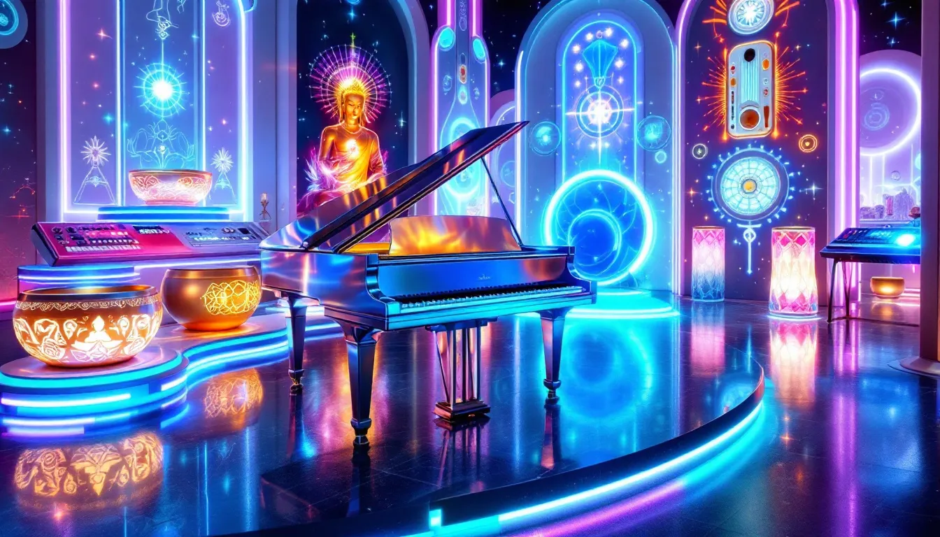Musical instruments used to explore solfeggio frequencies.
