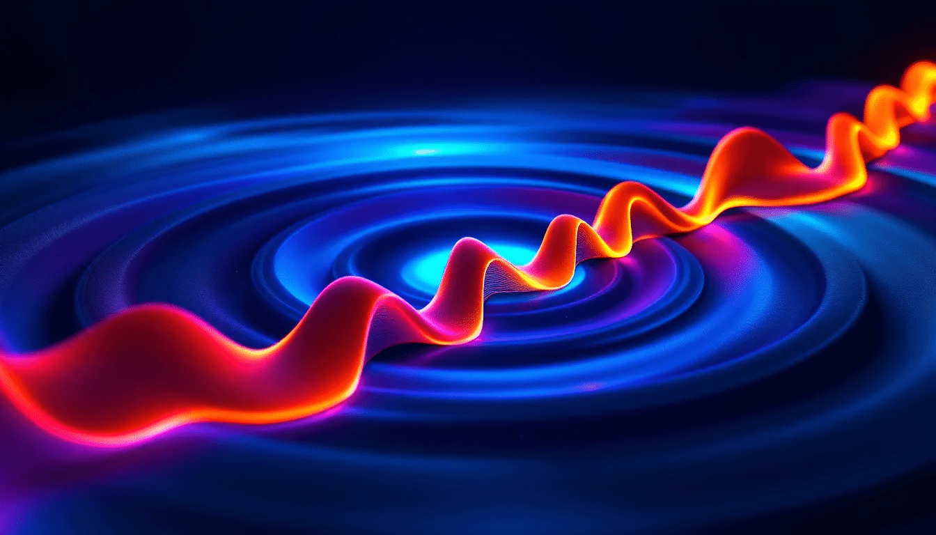 An illustration of sound waves representing different hertz in music.