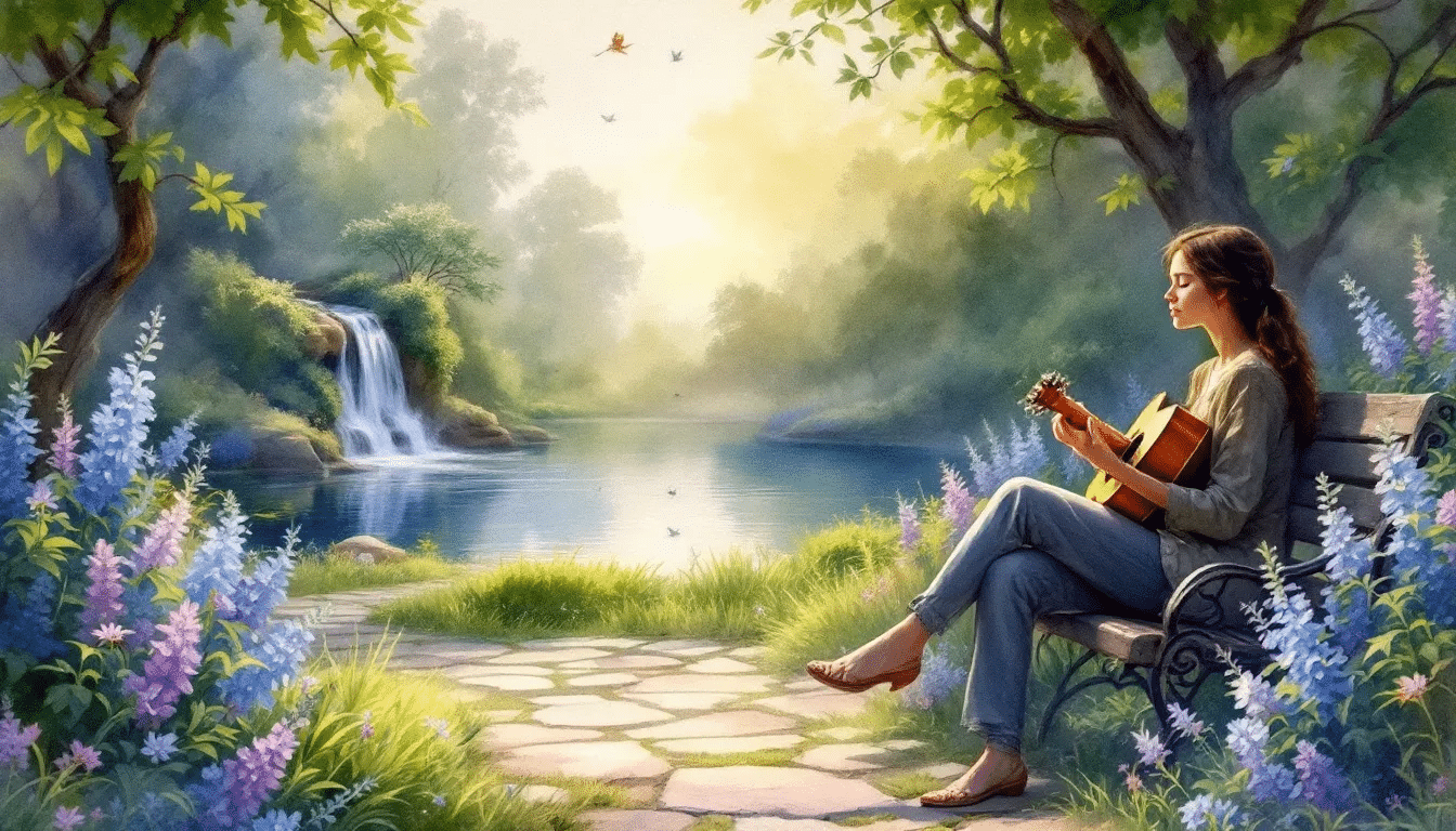 An artistic representation of the connection between music and mental health.