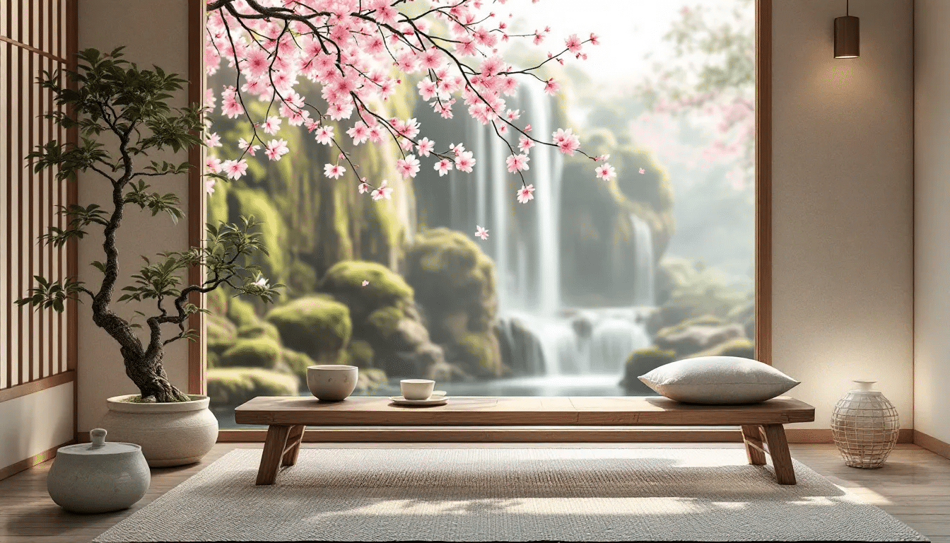 Natural sounds and elements creating a peaceful space for deep meditation.