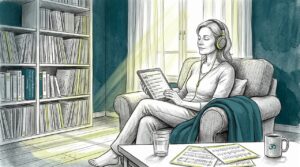 Woman listening to orchestral meditation music
