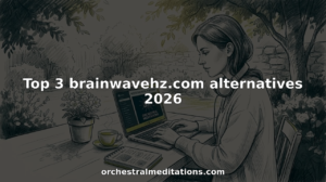Woman browsing meditation music platforms online