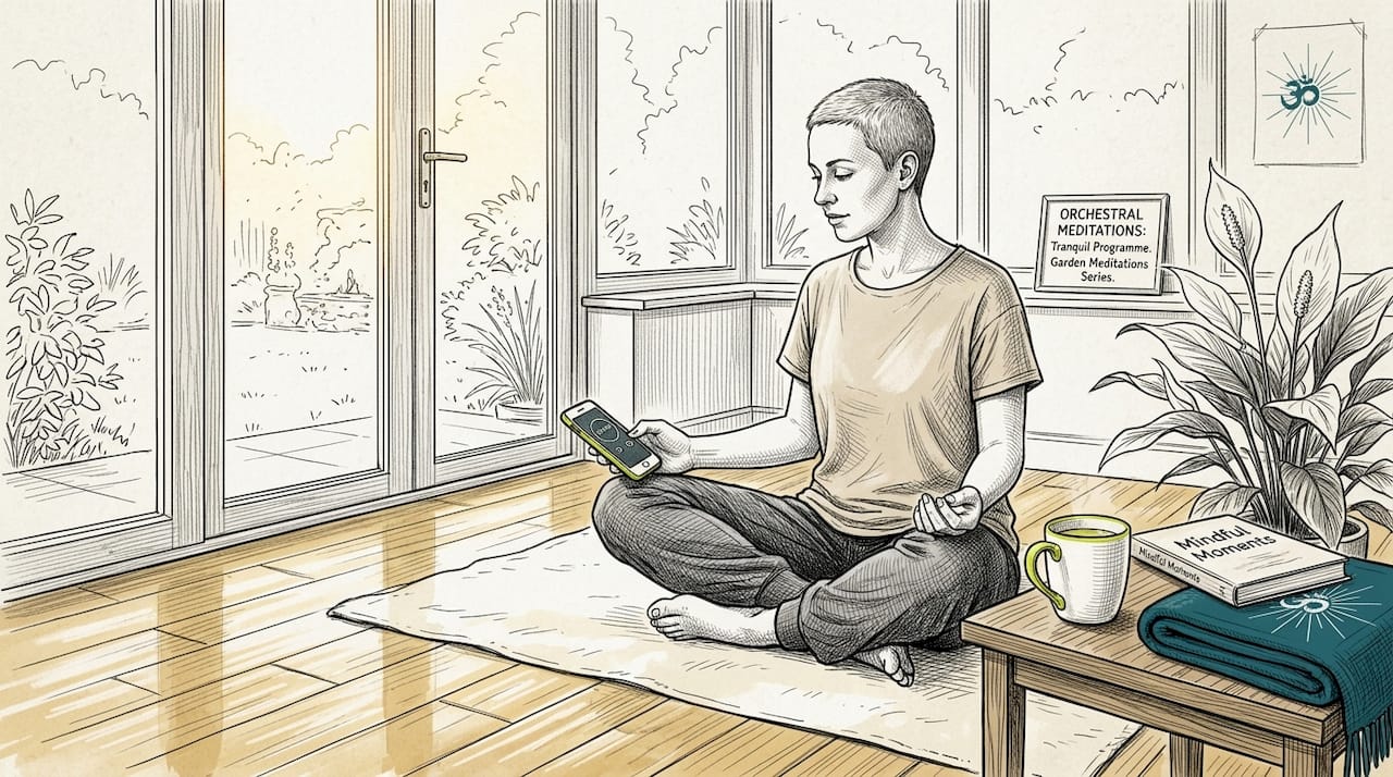 Woman preparing meditation in living room