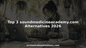 Frau, die orchestrale Meditationsmusik im Home-Studio mixt