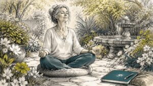 Woman meditating in calm home setting