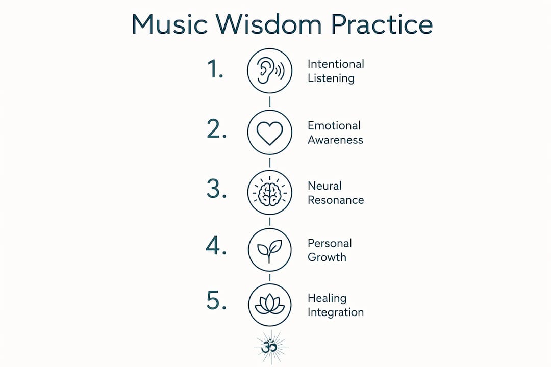 Infographic outlining steps of music wisdom practice