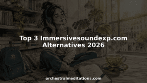 Woman listening to meditation music at home with headphones