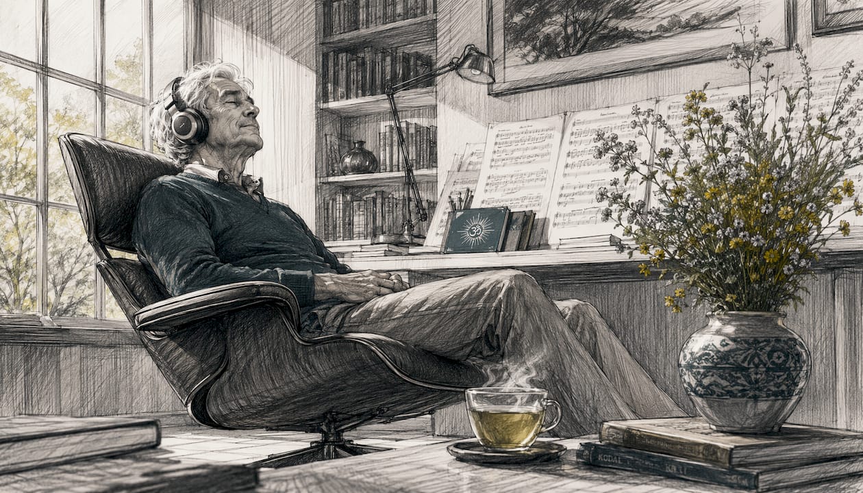 How to use 528 Hz for healing rituals: a practical guide 1 Elderly man enjoying orchestral 528 Hz music