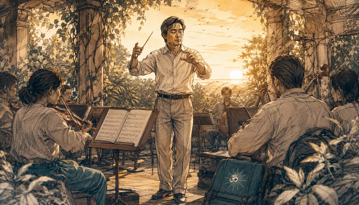 432 frequency: your guide to healing sound and meditation 3 Conductor leading orchestra in recording studio