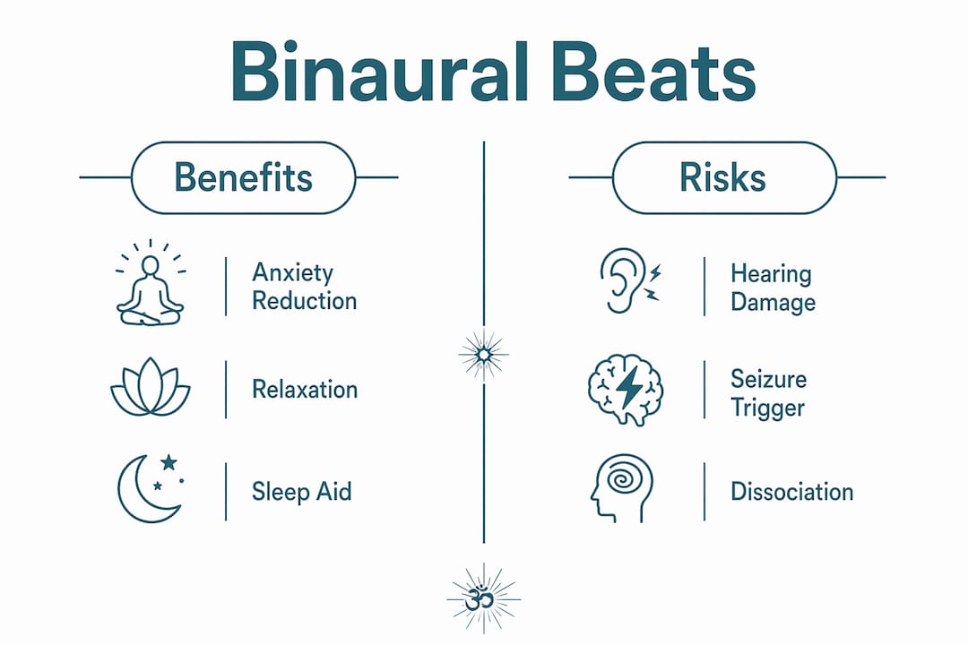 Binaural beats danger: what you need to know 1 Infographic comparing benefits and risks of binaural beats