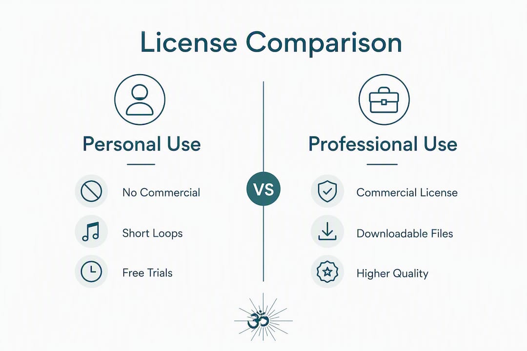 Zenmix.io alternatives: sleep, focus or pro licences 2 Infographic comparing personal vs professional licenses
