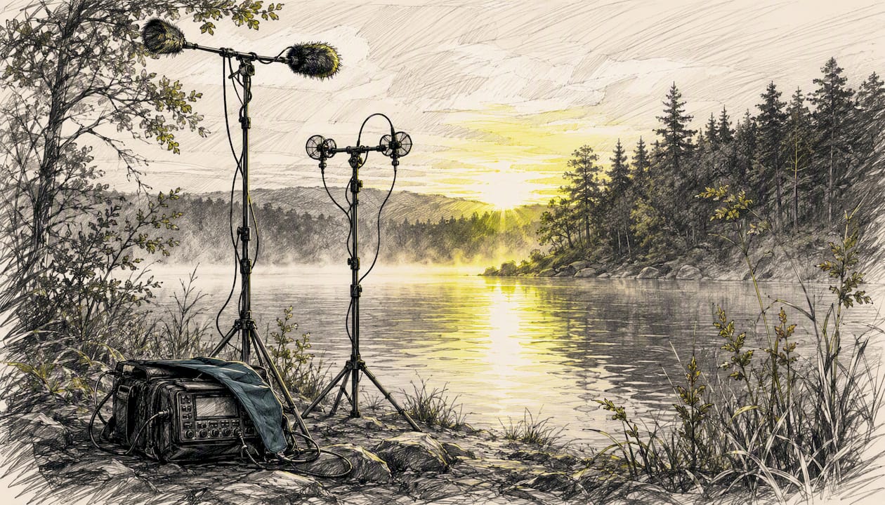 The best scientificsounds.com alternatives for meditation 1 Outdoor nature field recording setup at lake