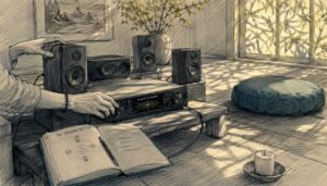 Therapy room sound system setup hands