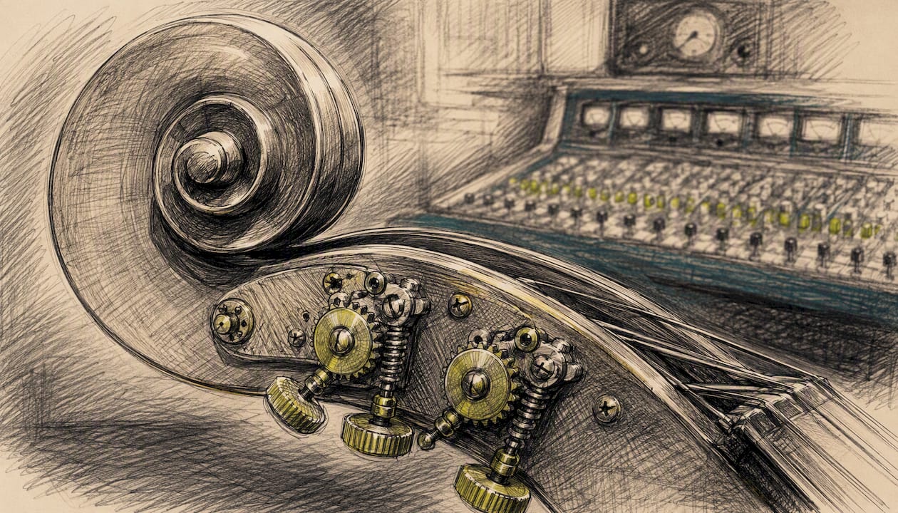 Royalty-free vs rights-managed: what UK creators need to know 1 Close-up of orchestral string instrument in studio