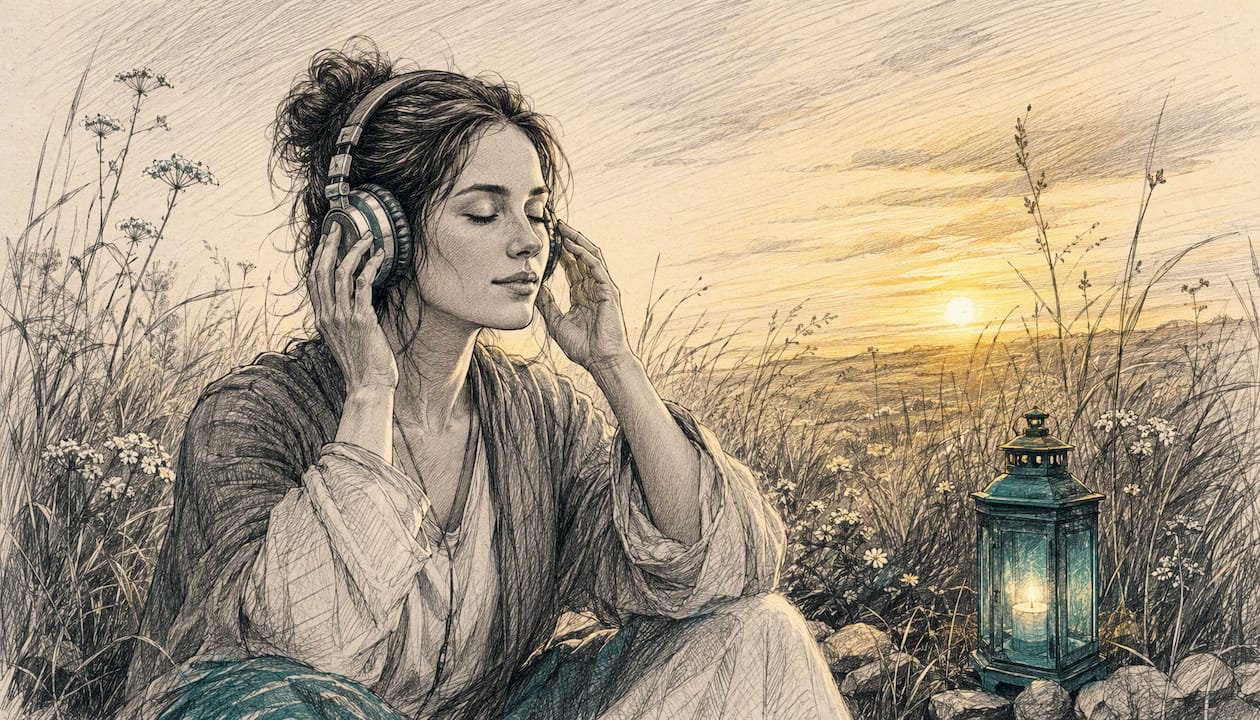 Orchestral vs ambient meditation: which one actually helps you 1 Person adjusting headphones for ambient meditation