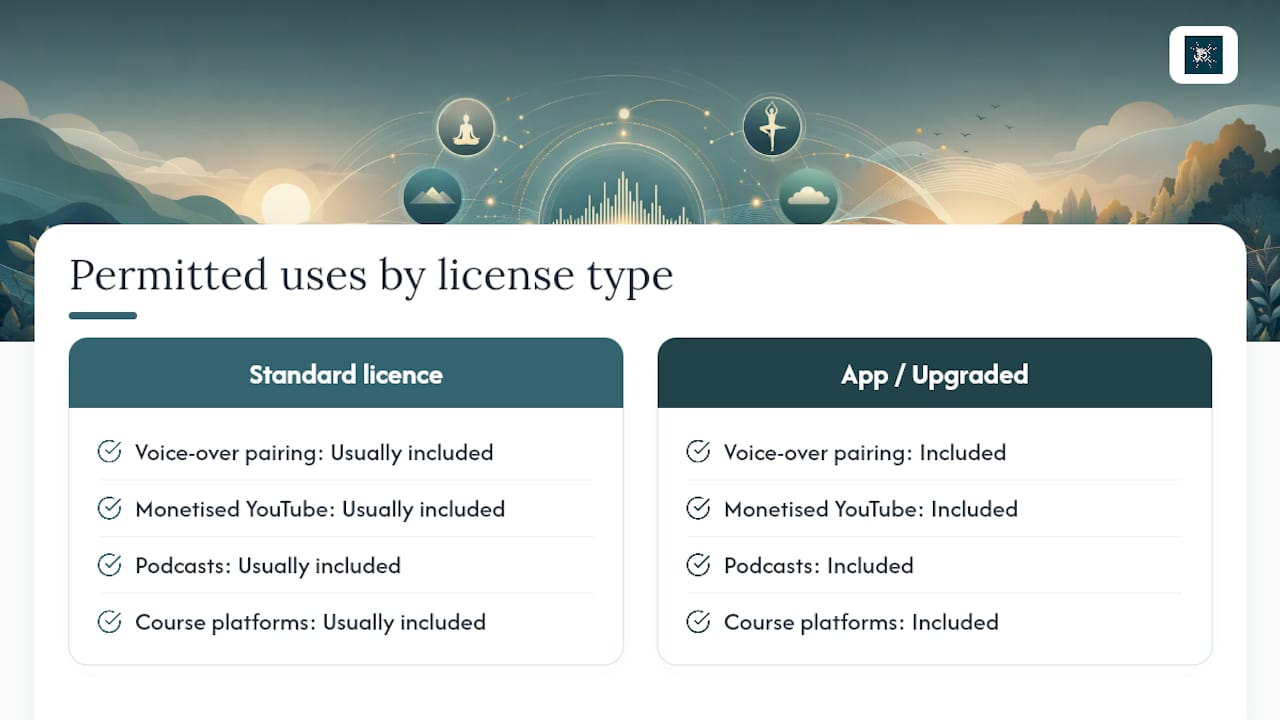 Diagram comparing permitted uses in licenses