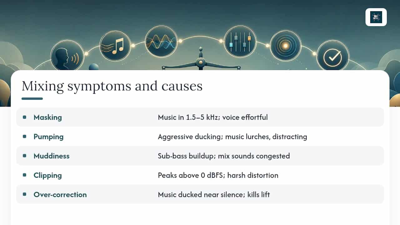 Creators: Fix Voice and Music Balance in 6 Steps, Aim for −6 dBFS 2 Five common voice music balance problems