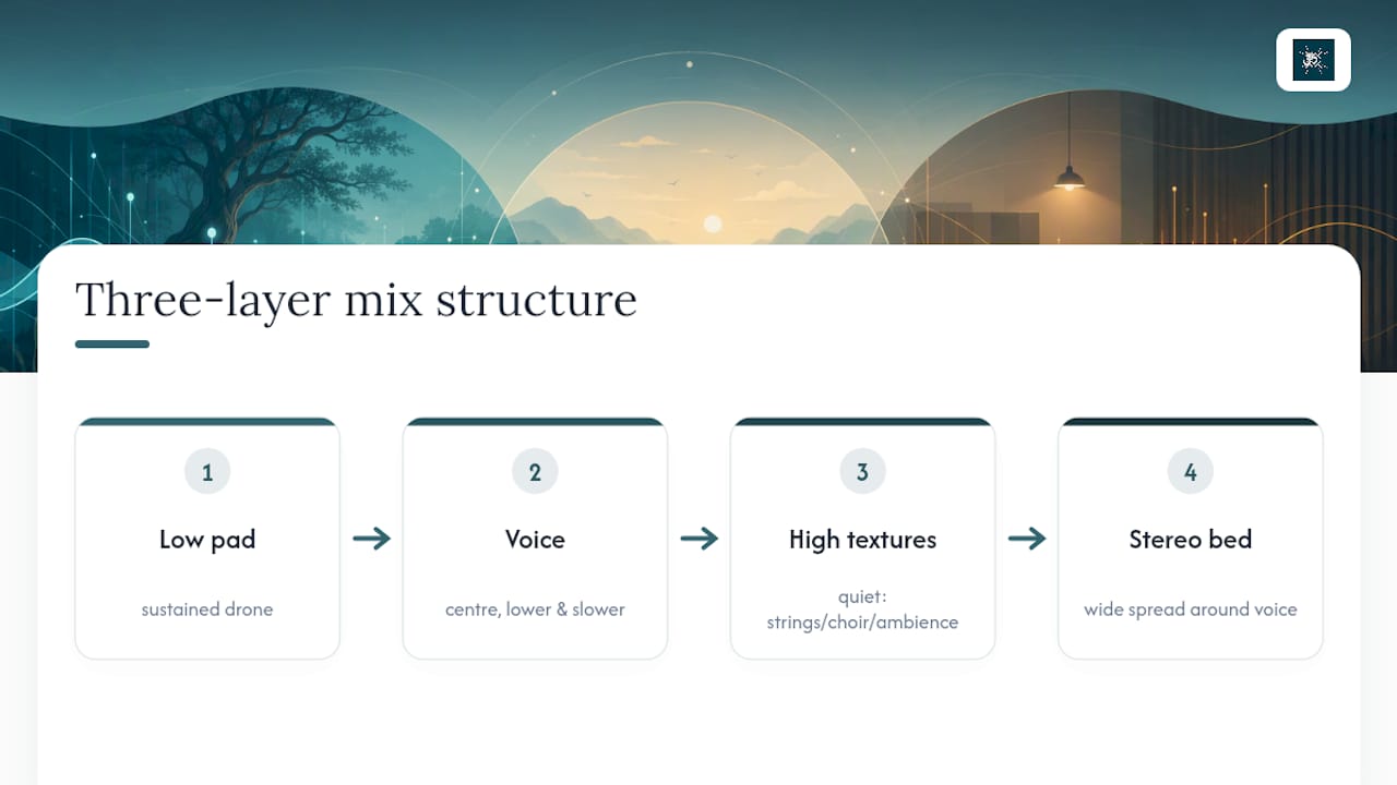 Three-layer meditation audio mixing structure
