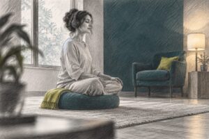 Practitioner listening during a 963 Hz meditation session