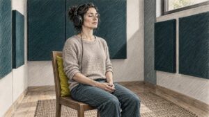 Meditation practitioner listening to 417 Hz audio