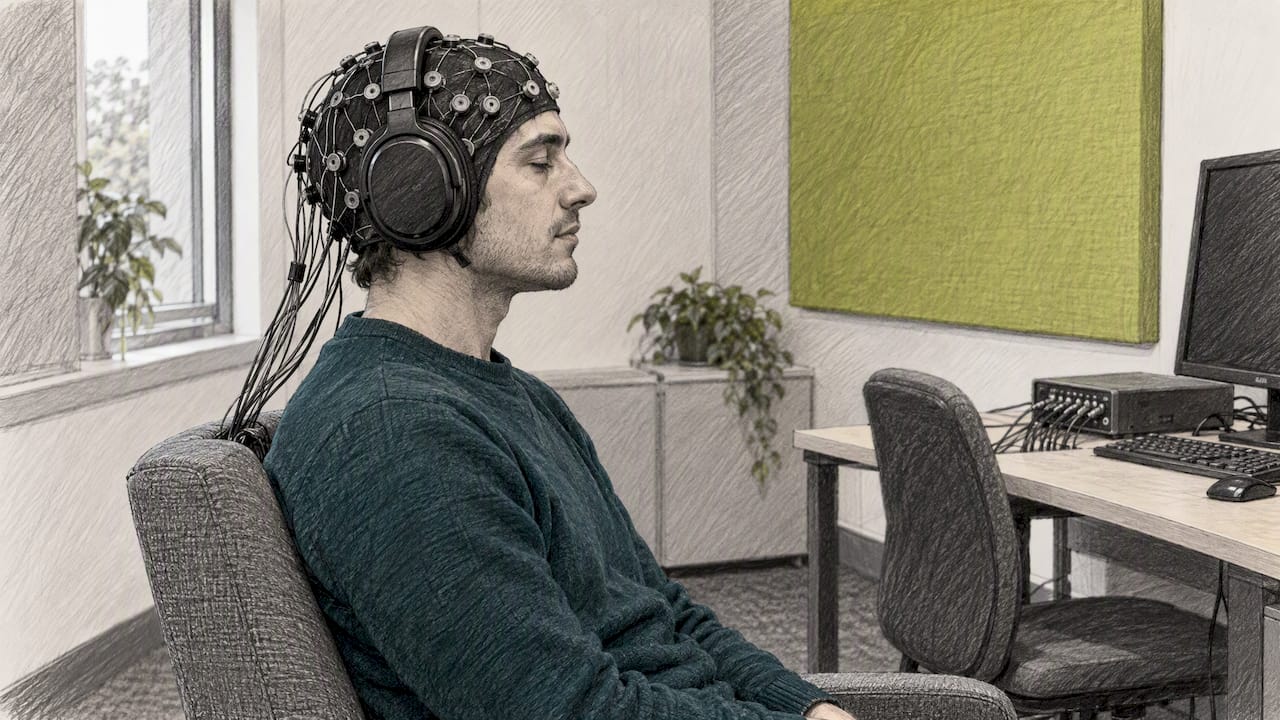 Research participant listening during EEG recording