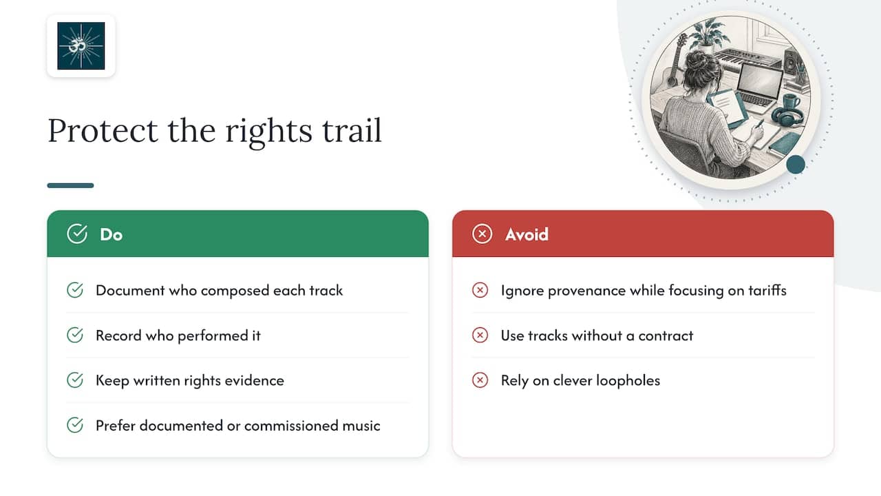 App Music Licensing in Germany: Clear §§16 and 19a Before Launch 2 8. An editorial take: stop treating licensing as a legal chore — overview diagram