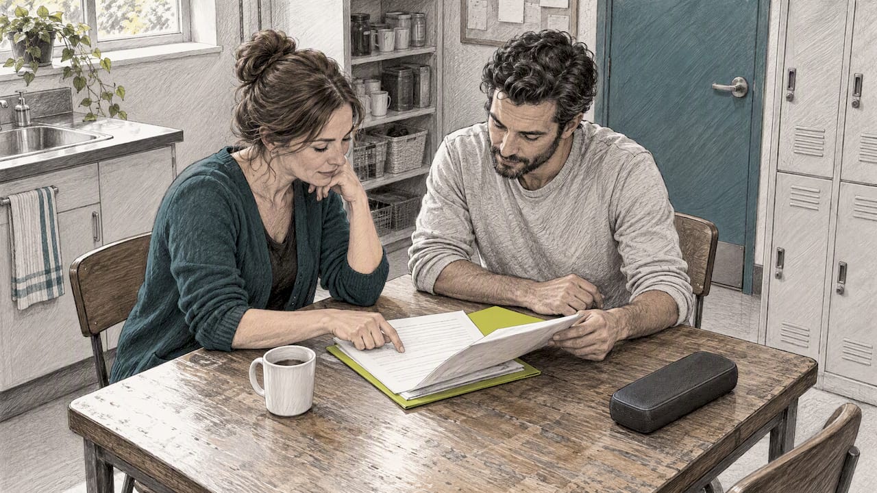 Wellness team reviewing music licence terms