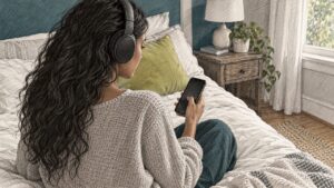 Listener choosing between two calming audio styles